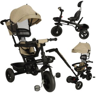 Rowerek trójkołowy TRIKE FIX Lite V2 3w1 z daszkiem obracany regulowany spacerówka prowadnik pasy beżowy