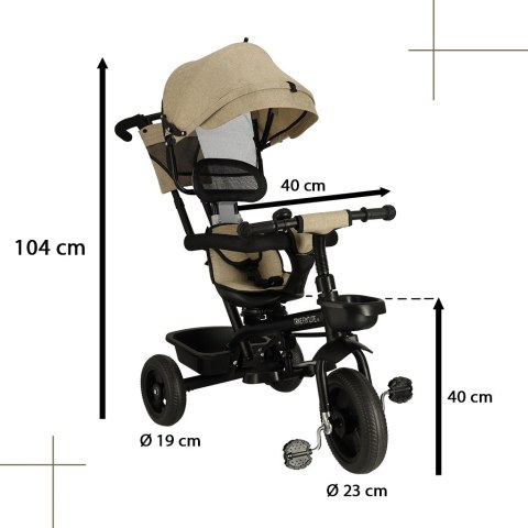 Rowerek trójkołowy TRIKE FIX Lite V2 3w1 z daszkiem obracany regulowany spacerówka prowadnik pasy beżowy Rowerek trójkołowy TRIKE FIX Lite V2 3w1 z daszkiem obracany regulowany spacerówka prowadnik pasy beżowy