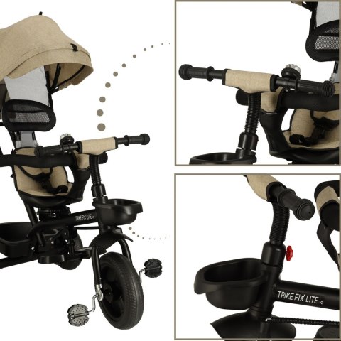 Rowerek trójkołowy TRIKE FIX Lite V2 3w1 z daszkiem obracany regulowany spacerówka prowadnik pasy beżowy Rowerek trójkołowy TRIKE FIX Lite V2 3w1 z daszkiem obracany regulowany spacerówka prowadnik pasy beżowy
