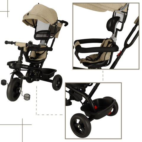 Rowerek trójkołowy TRIKE FIX Lite V2 3w1 z daszkiem obracany regulowany spacerówka prowadnik pasy beżowy Rowerek trójkołowy TRIKE FIX Lite V2 3w1 z daszkiem obracany regulowany spacerówka prowadnik pasy beżowy
