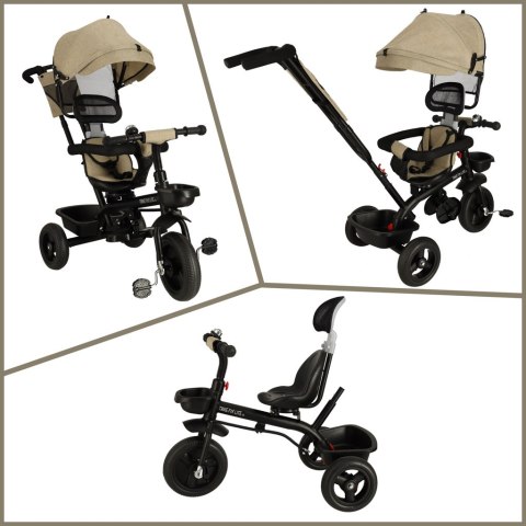 Rowerek trójkołowy TRIKE FIX Lite V2 3w1 z daszkiem obracany regulowany spacerówka prowadnik pasy beżowy Rowerek trójkołowy TRIKE FIX Lite V2 3w1 z daszkiem obracany regulowany spacerówka prowadnik pasy beżowy