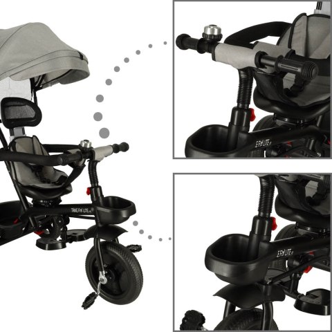 Rowerek trójkołowy TRIKE FIX Lite V2 3w1 z daszkiem obracany regulowany spacerówka prowadnik pasy szary Rowerek trójkołowy TRIKE FIX Lite V2 3w1 z daszkiem obracany regulowany spacerówka prowadnik pasy szary