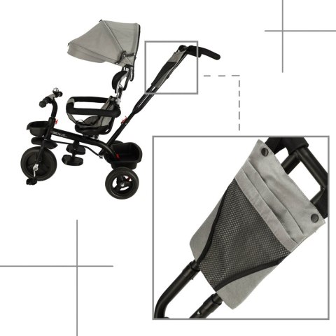 Rowerek trójkołowy TRIKE FIX Lite V2 3w1 z daszkiem obracany regulowany spacerówka prowadnik pasy szary Rowerek trójkołowy TRIKE FIX Lite V2 3w1 z daszkiem obracany regulowany spacerówka prowadnik pasy szary