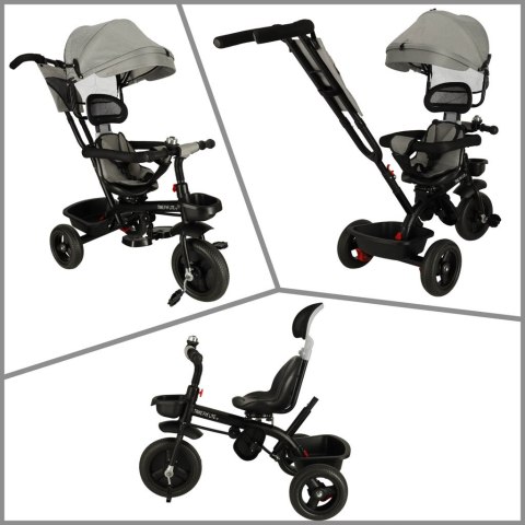 Rowerek trójkołowy TRIKE FIX Lite V2 3w1 z daszkiem obracany regulowany spacerówka prowadnik pasy szary Rowerek trójkołowy TRIKE FIX Lite V2 3w1 z daszkiem obracany regulowany spacerówka prowadnik pasy szary