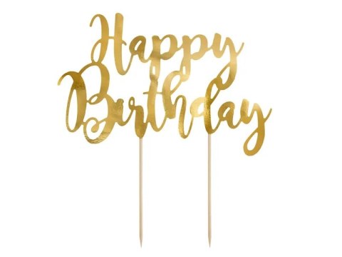Topper na tort urodziny Happy Birthday złoty 22,5cm Topper na tort urodziny Happy Birthday złoty 22,5cm