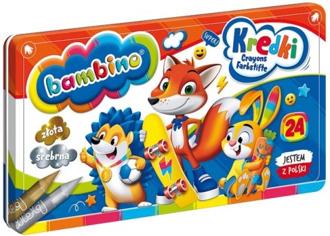 Kredki świecowe grafionowe w metalowym etui Bambino 24 kolory Kredki świecowe grafionowe w metalowym etui Bambino 24 kolory