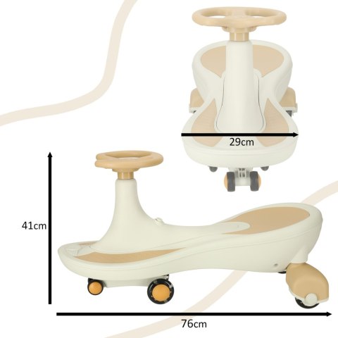 Jeździk grawitacyjny świecące koła LED z muzyką grający 76cm beżowy max 100kg Jeździk grawitacyjny świecące koła LED z muzyką grający 76cm beżowy max 100kg