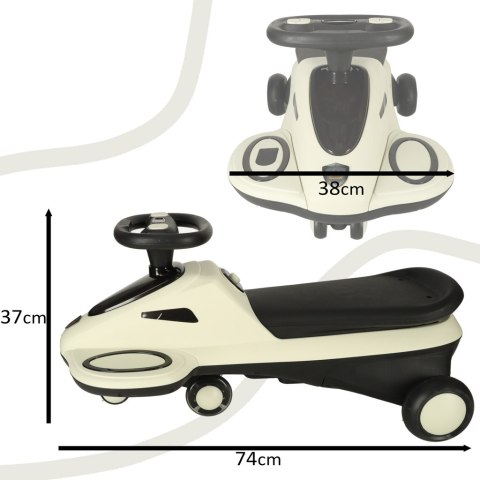 Jeździk grawitacyjny świecące koła LED z muzyką grający skuter 74cm beżowo-czarny max 100kg Jeździk grawitacyjny świecące koła LED z muzyką grający skuter 74cm beżowo-czarny max 100kg