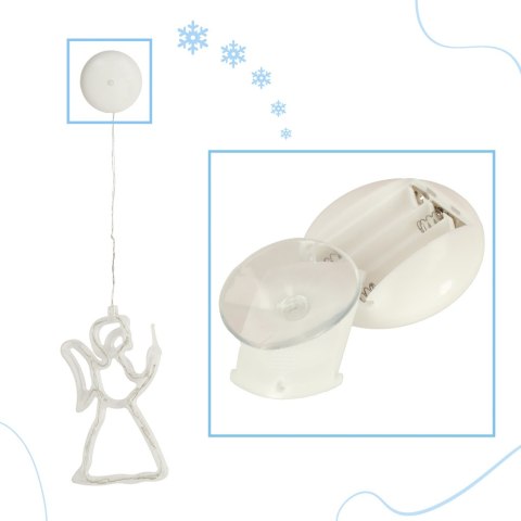 Lampki LED wisząca dekoracja okna świąteczna aniołek przyssawki 49cm 10 LED