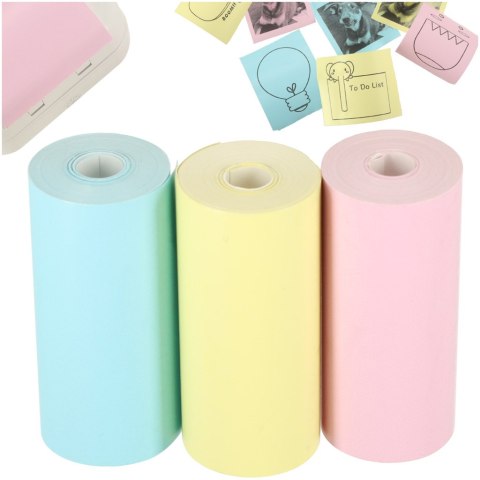 Rolki termiczne papier do drukarki apartu 5,7cm x 3m 3 sztuki kolorowe Rolki termiczne papier do drukarki apartu 5,7cm x 3m 3 sztuki kolorowe