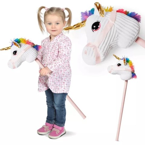 Głowa konia jednorożec hobby horse na kiju pluszowy 78 cm Głowa konia jednorożec hobby horse na kiju pluszowy 78 cm