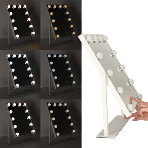 Lusterko do makijażu kosmetyczne podświetlane 12 LED Hollywood z 12 żarówkami USB 30 x 40 cm
