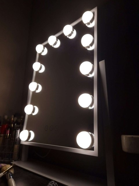 Lusterko do makijażu kosmetyczne podświetlane 12 LED Hollywood z 12 żarówkami USB 30 x 40 cm