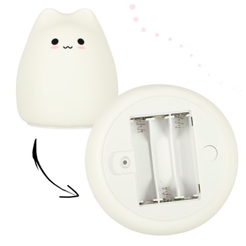 Lampka nocna dla dzieci silikonowa dotykowa miękka RGB LED biała kotek