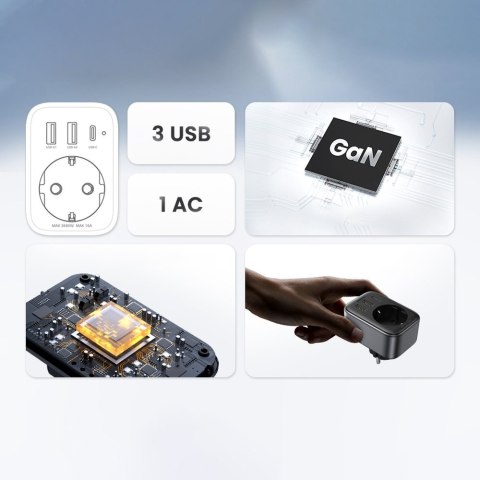 2w1 Ładowarka sieciowa adapter EU AC 13A 2x USB USB-C 30W wtyczka angielska UK czarna 2w1 Ładowarka sieciowa adapter EU AC 13A 2x USB USB-C 30W wtyczka angielska UK czarna