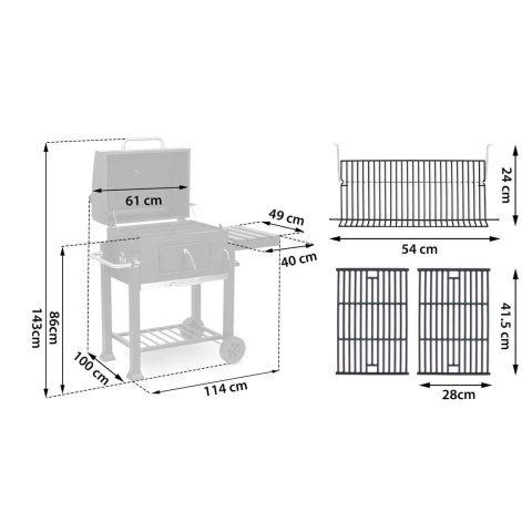 Grill węglowy z pokrowcem Berdsen BD-890 czarny