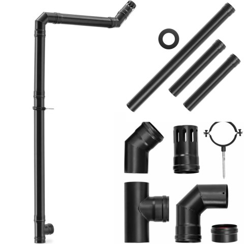 Zestaw rur kominowych do pieca na pellet ze stali węglowej śr. 80 mm Zestaw rur kominowych do pieca na pellet ze stali węglowej śr. 80 mm