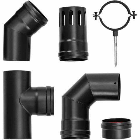 Zestaw rur kominowych do pieca na pellet ze stali węglowej śr. 80 mm Zestaw rur kominowych do pieca na pellet ze stali węglowej śr. 80 mm