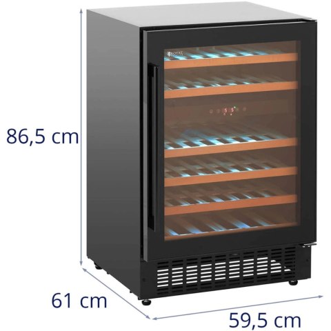 Lodówka na wino 6 półek podświetlanych LED 46 butelek 135L czarna Lodówka na wino 6 półek podświetlanych LED 46 butelek 135L czarna