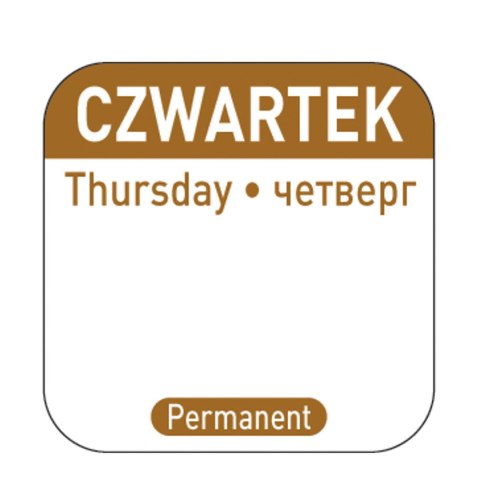 Naklejki food safety na pojemniki wielokrotnego użytku Czwartek PL RU EN 1000 szt. Hendi 850107 Naklejki food safety na pojemniki wielokrotnego użytku Czwartek PL RU EN 1000 szt. Hendi 850107