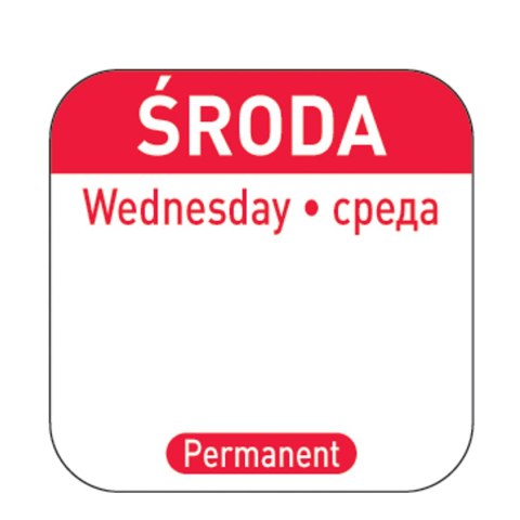 Naklejki food safety na pojemniki wielokrotnego użytku Środa PL RU EN 1000 szt. Hendi 850091 Naklejki food safety na pojemniki wielokrotnego użytku Środa PL RU EN 1000 szt. Hendi 850091