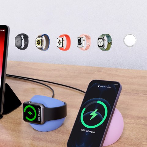 Uchwyt podstawka na ładowarkę indukcyjną stojak na telefon MagSafe niebieski