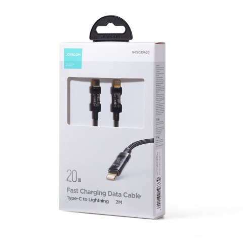 Kabel przewód w oplocie do iPhone USB-C - Lightning PD 20W 2m czarny