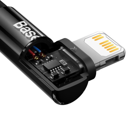 Kątowy kabel przewód Power Delivery z bocznym wtykiem USB-C Iphone Lightning 2m 20W czarny