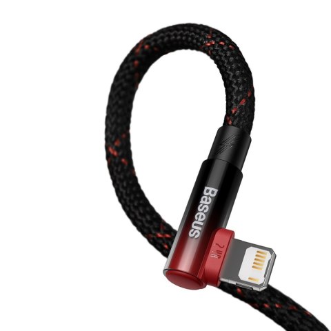 Kątowy kabel przewód z bocznym wtykiem USB Iphone Lightning 1m 2.4A czerwony