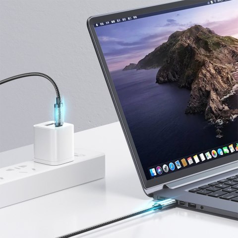 Mocny kabel przewód plecionka USB-C 100W 2m niebieski
