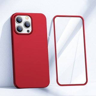 Etui pokrowiec do iPhone 13 Pro Max obudowa na tył i przód + szkło hartowane czerwony