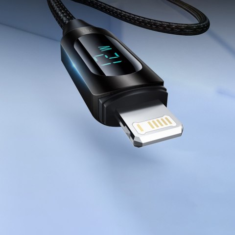 Kabel przewód do iPhone USB-A - Lightning z wyświetlaczem LED 2.4A 2m czarny Kabel przewód do iPhone USB-A - Lightning z wyświetlaczem LED 2.4A 2m czarny