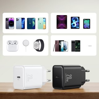 Ładowarka sieciowa USB-C 20W PD QC AFC FCP biała