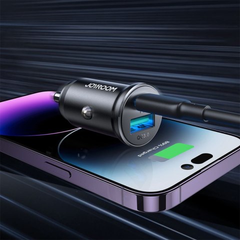 Mini ładowarka samochodowa 30W USB-A QC3.0 USB-C PD czarna