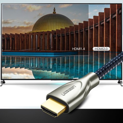 Wytrzymały kabel przewód HDMI 2.0 4K 60Hz w oplocie 1m szary