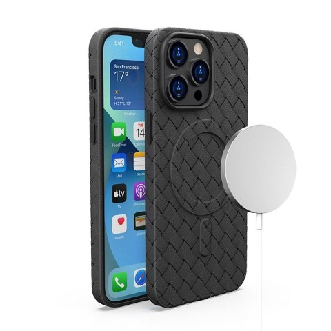 Etui pokrowiec plecionka do iPhone 14 Pro z MagSafe Woven Case czarny Etui pokrowiec plecionka do iPhone 14 Pro z MagSafe Woven Case czarny