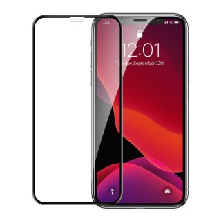 2x Szkło hartowane 9H na cały ekran z ramką iPhone 11 / XR + pozycjoner czarny