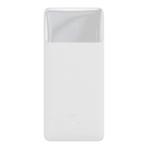 Bipow powerbank z wyświetlaczem 10000mAh kabel USB-A microUSB 0.25m biały