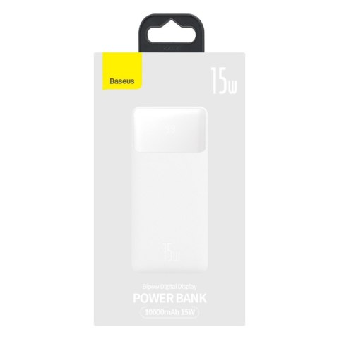 Bipow powerbank z wyświetlaczem 10000mAh kabel USB-A microUSB 0.25m biały