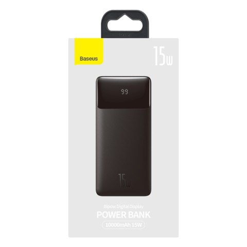 Bipow powerbank z wyświetlaczem 10000mAh kabel USB-A microUSB 0.25m czarny