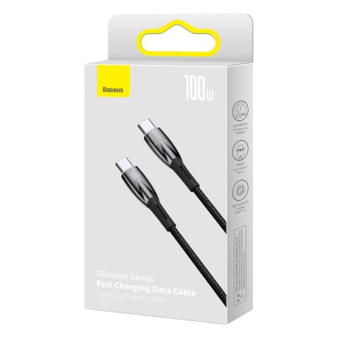 Kabel przewód do szybkiego ładowania Glimmer Series USB-C 480Mb/s PD 100W 2m czarny