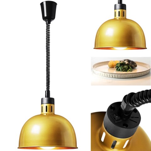 Lampa grzewcza do potraw na podczerwień IR wisząca złota śr. 29 cm 250 W Lampa grzewcza do potraw na podczerwień IR wisząca złota śr. 29 cm 250 W