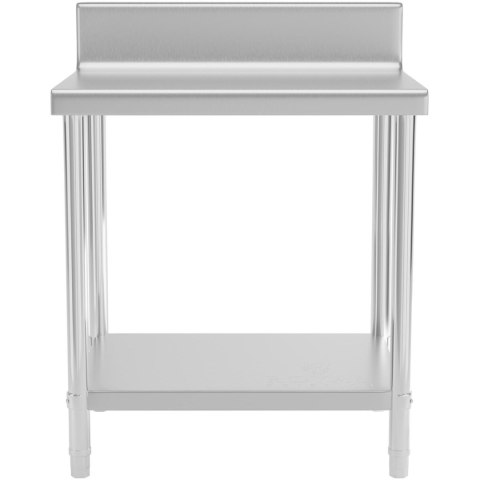 Stół blat roboczy stalowy nierdzewny przyścienny z rantem i półką 80x60cm Stół blat roboczy stalowy nierdzewny przyścienny z rantem i półką 80x60cm