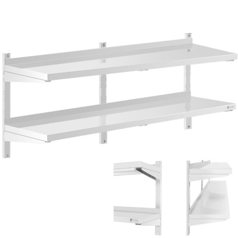 Półka ścienna wisząca gastronomiczna podwójna z regulacją STAL 140 x 40 cm Półka ścienna wisząca gastronomiczna podwójna z regulacją STAL 140 x 40 cm