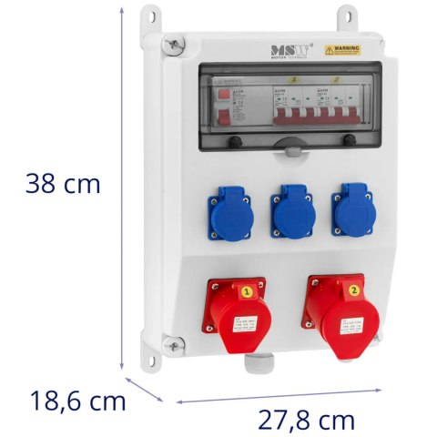Rozdzielnica elektryczna 3 x Schuko 2 x CEE wyłącznik różnicowoprądowy 2 x instalacyjny Rozdzielnica elektryczna 3 x Schuko 2 x CEE wyłącznik różnicowoprądowy 2 x instalacyjny