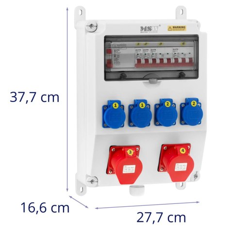 Rozdzielnica elektryczna 4 x Schuko wyłącznik różnicowoprądowy 4 x instalacyjny Rozdzielnica elektryczna 4 x Schuko wyłącznik różnicowoprądowy 4 x instalacyjny