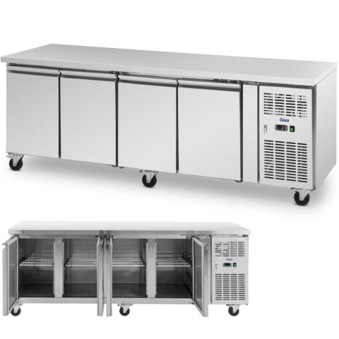 Stół chłodniczy gastronomiczny na kółkach 4 komory 550 l 223x70x85 cm Stół chłodniczy gastronomiczny na kółkach 4 komory 550 l 223x70x85 cm
