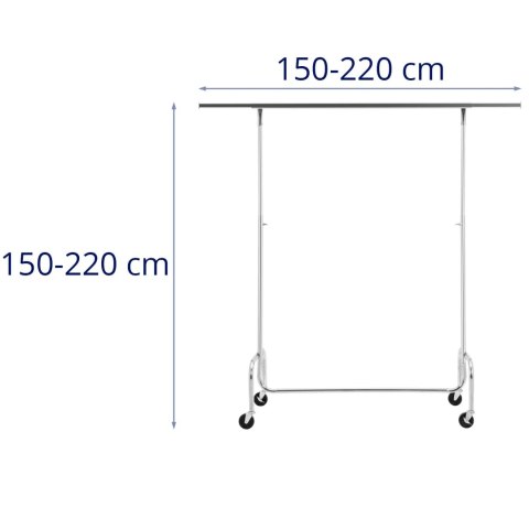 Wieszak na ubrania stojący na kółkach regulowany 150-220 cm Wieszak na ubrania stojący na kółkach regulowany 150-220 cm