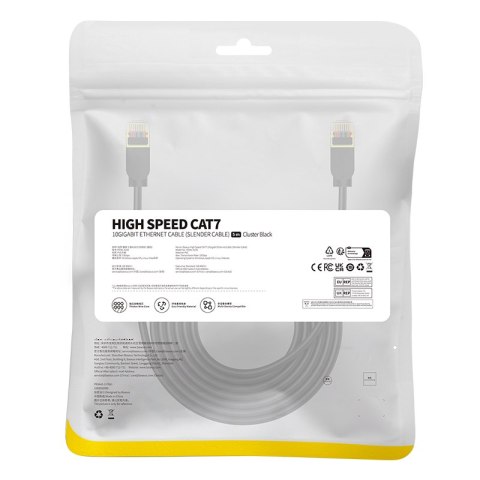 Szybki cienki kabel sieciowy RJ45 cat. 7 10Gbps 5m czarny