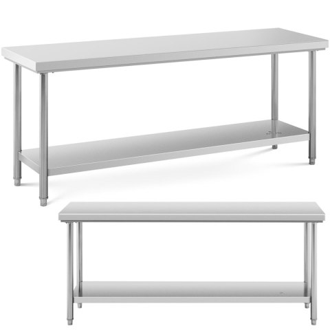 Stół blat roboczy stalowy nierdzewny z półką 200x60cm Stół blat roboczy stalowy nierdzewny z półką 200x60cm